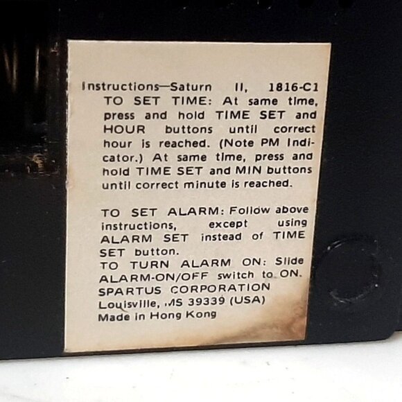 Vintage Spartus Saturn II Quartz Battery Operated Mini Alarm Clock - Picture 6 of 7